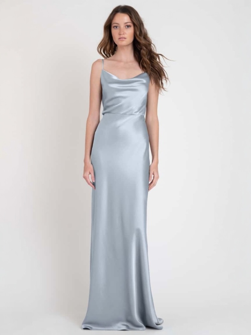 Jenny Yoo Sylvie Satin Maxi Dress Blue Size 12 Bridesmaid Formal